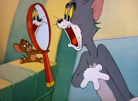 Screenshots from the 1949 MGM cartoon Polka Dot Puss