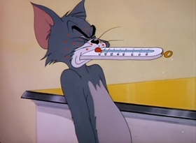 Screenshots from the 1949 MGM cartoon Polka Dot Puss
