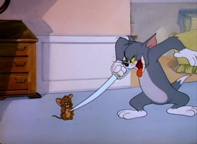 Screenshots from the 1949 MGM cartoon Polka Dot Puss