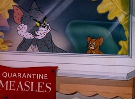 Screenshots from the 1949 MGM cartoon Polka Dot Puss