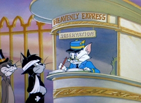 Screenshots from the 1949 MGM cartoon Heavenly Puss