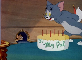 Screenshots from the 1949 MGM cartoon Heavenly Puss