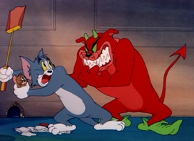 Screenshots from the 1949 MGM cartoon Heavenly Puss