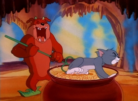 Screenshots from the 1949 MGM cartoon Heavenly Puss