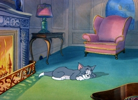 Screenshots from the 1949 MGM cartoon Heavenly Puss