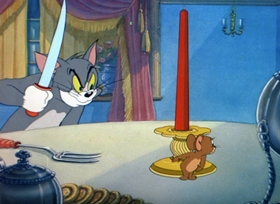 Screenshots from the 1949 MGM cartoon Heavenly Puss