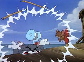 Screenshots from the 1949 MGM cartoon The Cat and the Mermouse