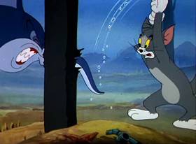 Screenshots from the 1949 MGM cartoon The Cat and the Mermouse