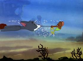 Screenshots from the 1949 MGM cartoon The Cat and the Mermouse