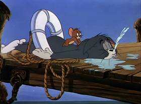Screenshots from the 1949 MGM cartoon The Cat and the Mermouse