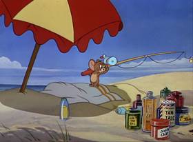 Screenshots from the 1949 MGM cartoon The Cat and the Mermouse