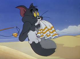 Screenshots from the 1949 MGM cartoon The Cat and the Mermouse
