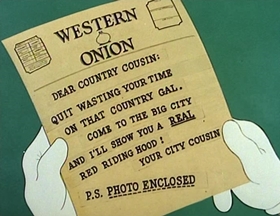 Screenshots from the 1949 MGM cartoon Little Rural Riding Hood