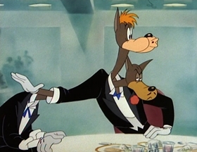 Screenshots from the 1949 MGM cartoon Little Rural Riding Hood