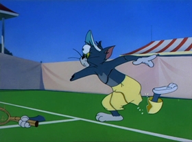 Screenshots from the 1949 MGM cartoon Tennis Chumps