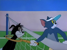 Screenshots from the 1949 MGM cartoon Tennis Chumps