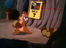 Screenshots from the 1949 Disney cartoon Winter Storage