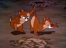Screenshots from the 1949 Disney cartoon Winter Storage