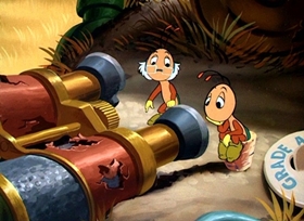 Screenshots from the 1949 Disney cartoon The Greener Yard