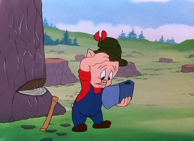 Screenshots from the 1949 Warner Bros. cartoon Porky Chops