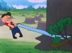 Screenshots from the 1949 Warner Bros. cartoon Porky Chops