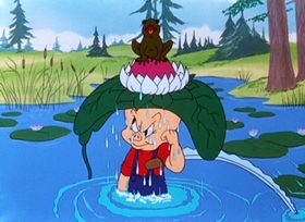 Screenshots from the 1949 Warner Bros. cartoon Porky Chops