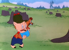 Screenshots from the 1949 Warner Bros. cartoon Porky Chops