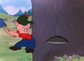 Screenshots from the 1949 Warner Bros. cartoon Porky Chops
