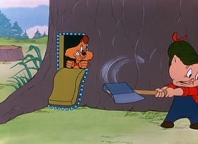 Screenshots from the 1949 Warner Bros. cartoon Porky Chops