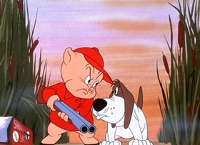 Screenshots from the 1949 Warner Bros. cartoon Daffy Duck Hunt