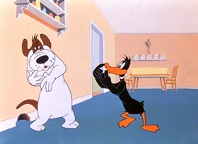 Screenshots from the 1949 Warner Bros. cartoon Daffy Duck Hunt
