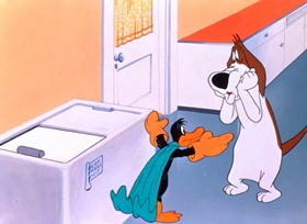 Screenshots from the 1949 Warner Bros. cartoon Daffy Duck Hunt
