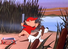 Screenshots from the 1949 Warner Bros. cartoon Daffy Duck Hunt
