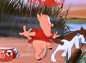 Screenshots from the 1949 Warner Bros. cartoon Daffy Duck Hunt