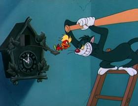 Screenshots from the 1950 MGM cartoon The Cuckoo Clock