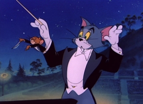 Screenshots from the 1950 MGM cartoon Tom and Jerry in the Hollywood Bowl