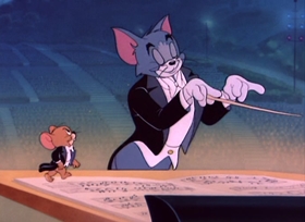 Screenshots from the 1950 MGM cartoon Tom and Jerry in the Hollywood Bowl