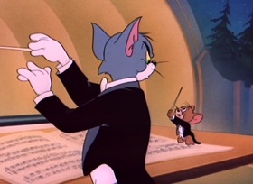 Screenshots from the 1950 MGM cartoon Tom and Jerry in the Hollywood Bowl