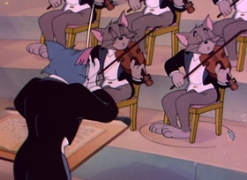 Screenshots from the 1950 MGM cartoon Tom and Jerry in the Hollywood Bowl