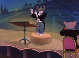 Screenshots from the 1950 MGM cartoon Tom and Jerry in the Hollywood Bowl