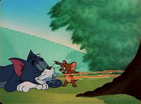 Screenshots from the 1950 MGM cartoon The Framed Cat