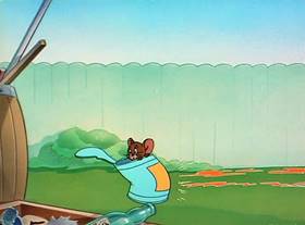 Screenshots from the 1950 MGM cartoon The Framed Cat