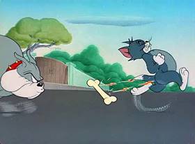 Screenshots from the 1950 MGM cartoon The Framed Cat