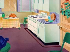 Screenshots from the 1950 MGM cartoon The Framed Cat