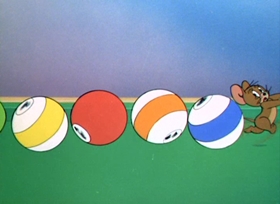 Screenshots from the 1950 MGM cartoon Cueball Cat