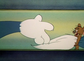 Screenshots from the 1950 MGM cartoon Cueball Cat