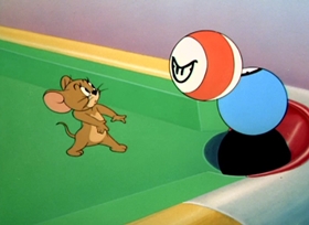Screenshots from the 1950 MGM cartoon Cueball Cat