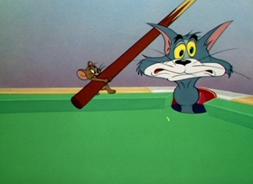 Screenshots from the 1950 MGM cartoon Cueball Cat