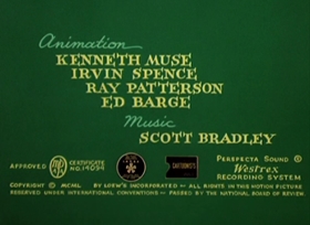 Screenshots from the 1950 MGM cartoon Cueball Cat