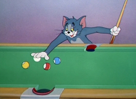 Screenshots from the 1950 MGM cartoon Cueball Cat
